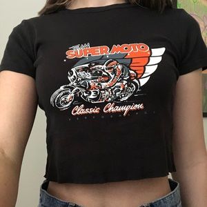 Cropped super moto brandy Melville black tee.